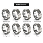 font options for inside engraving on silver triskelion triskele rings