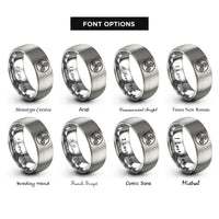 font options for inside engraving on silver triskelion triskele rings