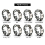 font options for inside engraving on gray triskelion triskele rings