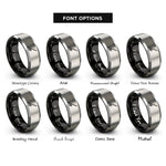 font options for inside engraving on black & grey trolling rod reel rings