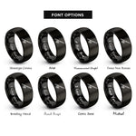 font options for inside engraving on black trolling rod reel rings