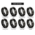 font options for inside engraving on black & silver trombone rings