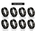 font options for inside engraving on black & grey trombone player rings