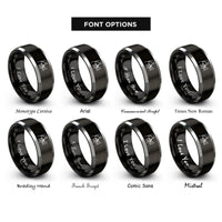 font options for inside engraving on black & grey trombone player rings