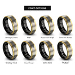 font options for inside engraving on black & gold & grey trombone player marching rings