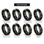 font options for inside engraving on black & gray trombone player marching rings