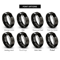 font options for inside engraving on black & gray trombone player marching rings