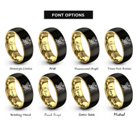 font options for inside engraving on black & gold trombone trumpet rings