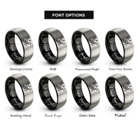 font options for inside engraving on black & silver trombone trumpet rings