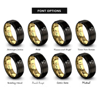 font options for inside engraving on black & gold trophy cup rings