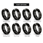 font options for inside engraving on black & silver trophy cup rings