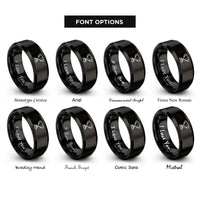 font options for inside engraving on black trophy cup rings