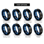 font options for inside engraving on black & blue trophy star rings