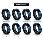 font options for inside engraving on black & blue trophy star rings
