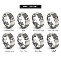 font options for inside engraving on grey tropic of capricorn rings