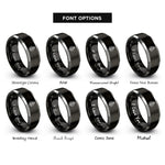 font options for inside engraving on black & gray tropical fern rings