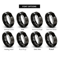 font options for inside engraving on black & gray tropical fern rings