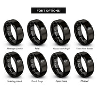 font options for inside engraving on black tropical fern rings