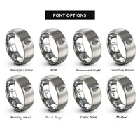 font options for inside engraving on silver tropical fern rings