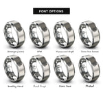 font options for inside engraving on gray tropical fern rings