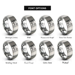 font options for inside engraving on silver trotting horse rings