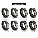 font options for inside engraving on black & grey trout rings