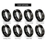 font options for inside engraving on black & silver trout rings