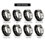 font options for inside engraving on black & silver trout rings