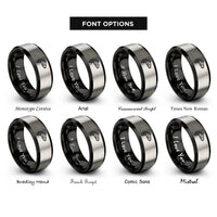 font options for inside engraving on black & grey trout rings
