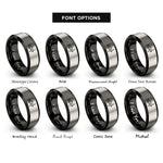 font options for inside engraving on black & silver trout jig rings