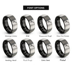 font options for inside engraving on black & silver trowel rings