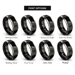 font options for inside engraving on black & grey trowel rings
