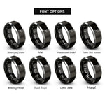 font options for inside engraving on black & grey trowel rings