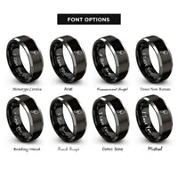 font options for inside engraving on black & grey trowel rings