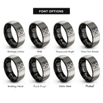 font options for inside engraving on black & silver truchet tiles curved rings