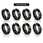 font options for inside engraving on black & silver truchet tiles curved rings