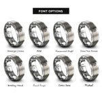 font options for inside engraving on grey truchet tiles curved rings