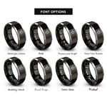 font options for inside engraving on black & silver truchet triangles rings