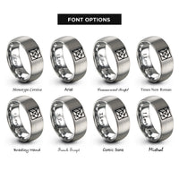 font options for inside engraving on grey truchet triangles rings
