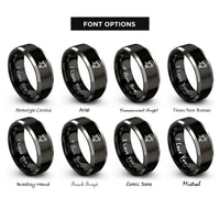 font options for inside engraving on black & silver truck driver rings