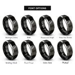 font options for inside engraving on black & gray truck tent rings