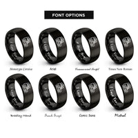 font options for inside engraving on black truck tent rings