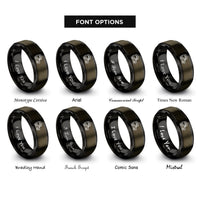 font options for inside engraving on gunmetal & black truck tent rings