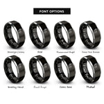 font options for inside engraving on black & gray truckers hitch carabiner rings