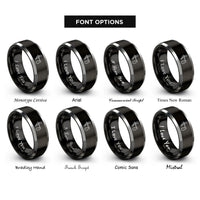 font options for inside engraving on black & gray truckers hitch carabiner rings