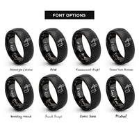 font options for inside engraving on black truckers hitch carabiner rings