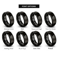 font options for inside engraving on black truckers hitch carabiner rings