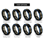 font options for inside engraving on gunmetal & blue true north symbol rings