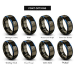 font options for inside engraving on gunmetal & blue true north symbol rings