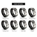 font options for inside engraving on black & gray trumpet mute rings